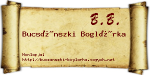 Bucsánszki Boglárka névjegykártya